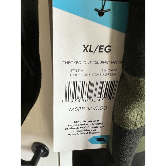 Tony Hawk Checkered Green/Black Hoodie Mens XL - Picture 8 of 12